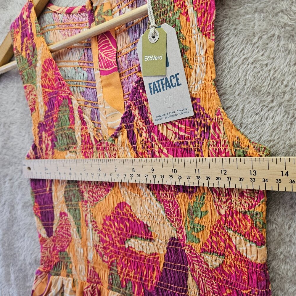 NWT FatFace Aria Tropical Floral Midi Dress Fitted Shirred Top & Flowy Skirt New - Picture 7 of 10